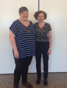 Creative industries Cluster Manager Kelly Blainey with comedian Judith Lucy